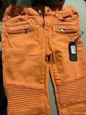 Topman Orange Slim Moto-Style Jeans